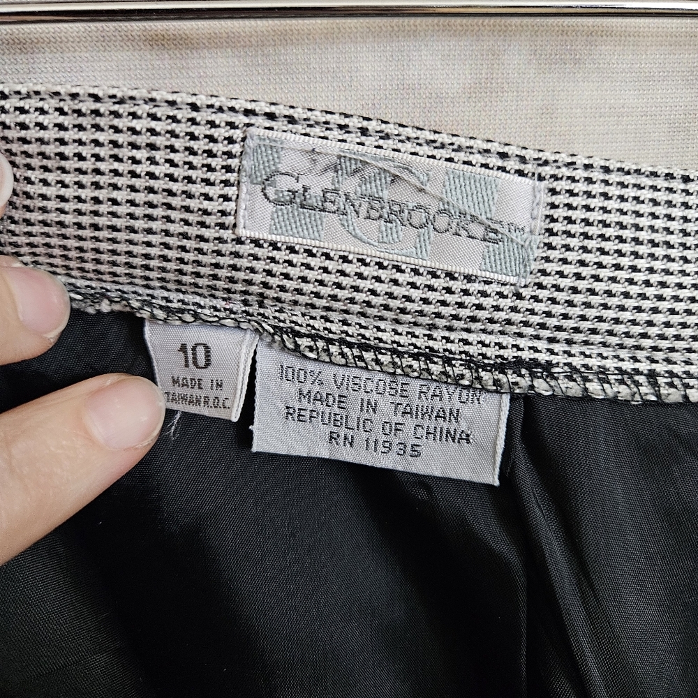 Vintage Houndstooth Pencil Skirt VTG 1990s 90s M Black White Academia Pinup Ska - Picture 4 of 11